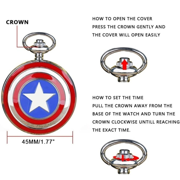 New Captain America pocket watch. Many others available - Picture 4 of 4
